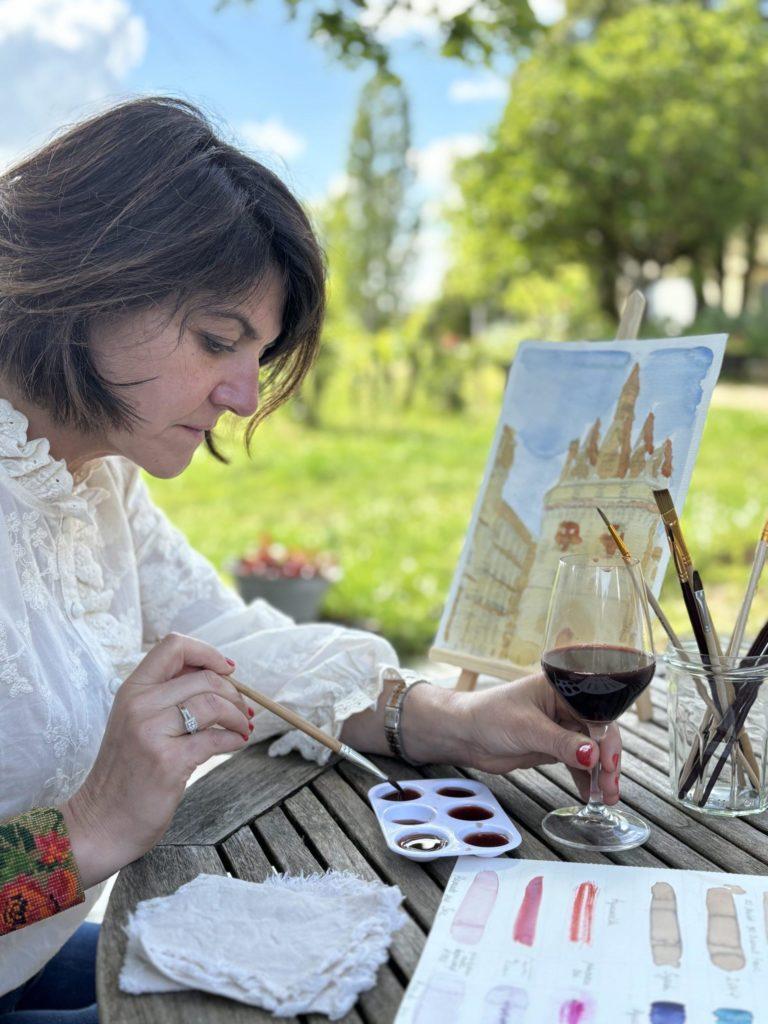atelier peindre avec du vin atelier œnologique toile avec du vin dégustation