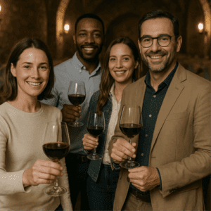 Groupe jeu degustation vin